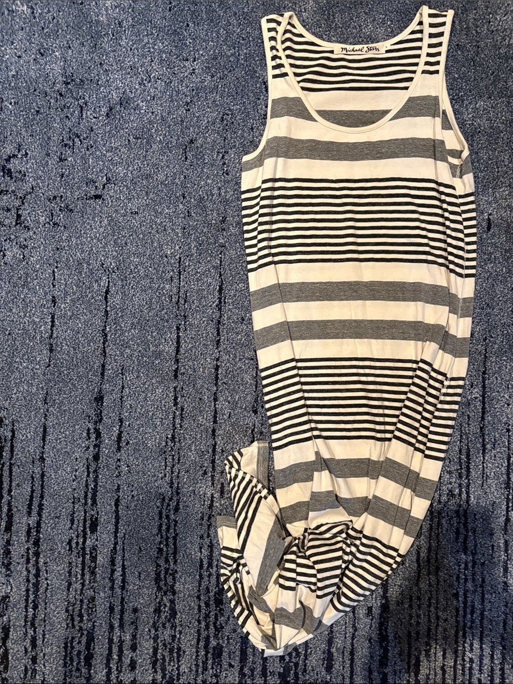 Michael Stars Black & Cream Striped Maxi Tank Dress